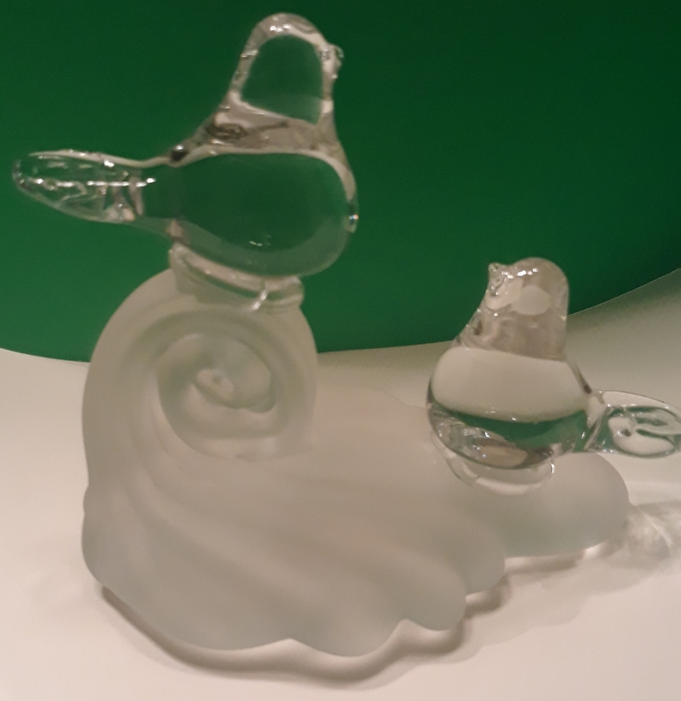 Silvestri Hand Blown Clear and Frosted Lovebirds.